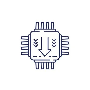 Firmware update line icon with chipset Illustrazione stock