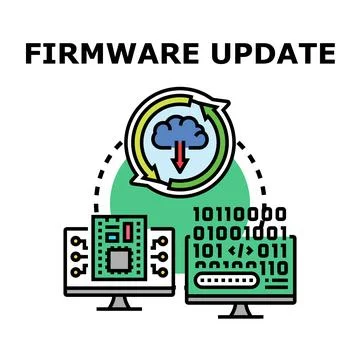 Firmware update process downloading software to electronic devices Stock Illustration