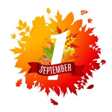 First 1 September Template Vector Illustration Stock Illustration