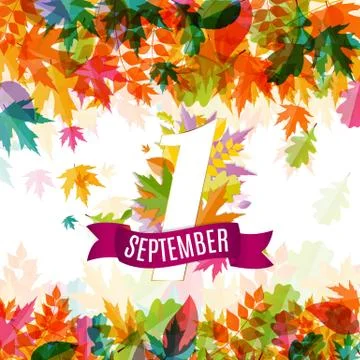 First 1 September Template Vector Illustration Stock Illustration