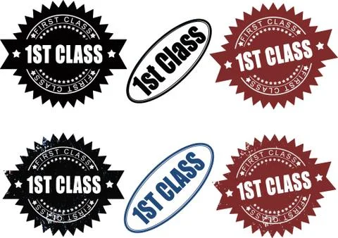 First 1st Class rubber stamps 库存插图