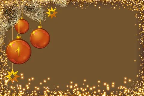 First Advent background with golden balls. Stock Illustration