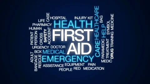 First aid animated word cloud, text design animation. Stock Footage 80208267