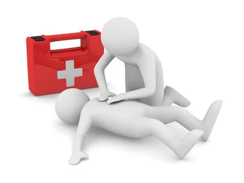 First aid. Artificial breath. Isolated 3D image Stock Illustration