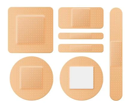 First aid band plaster strip medical cure patch adhesive tape. Aid plaster band Stock Illustration