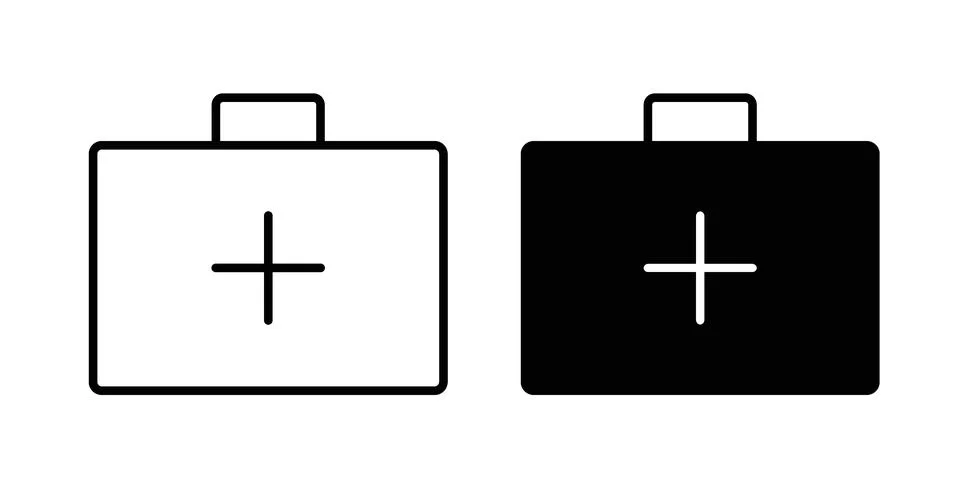 First aid box icon black vector isolated on white Stock Illustration