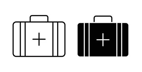 First aid box icon in black and white. vector icon pack for websites Stock Illustration