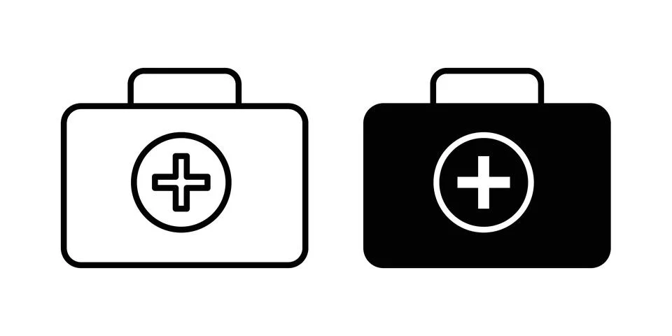 First aid box icon design. Illustration icons in linear and clipart pack Stock Illustration