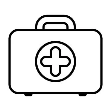 First aid box icon. Line art style Stock Illustration
