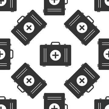 First aid box icon seamless pattern on white background. Vector Illustration 스톡 일러스트