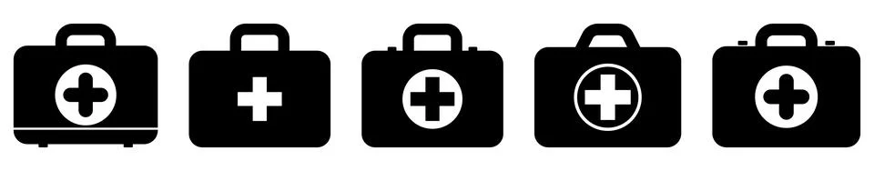 First aid box icon set Stock Illustration