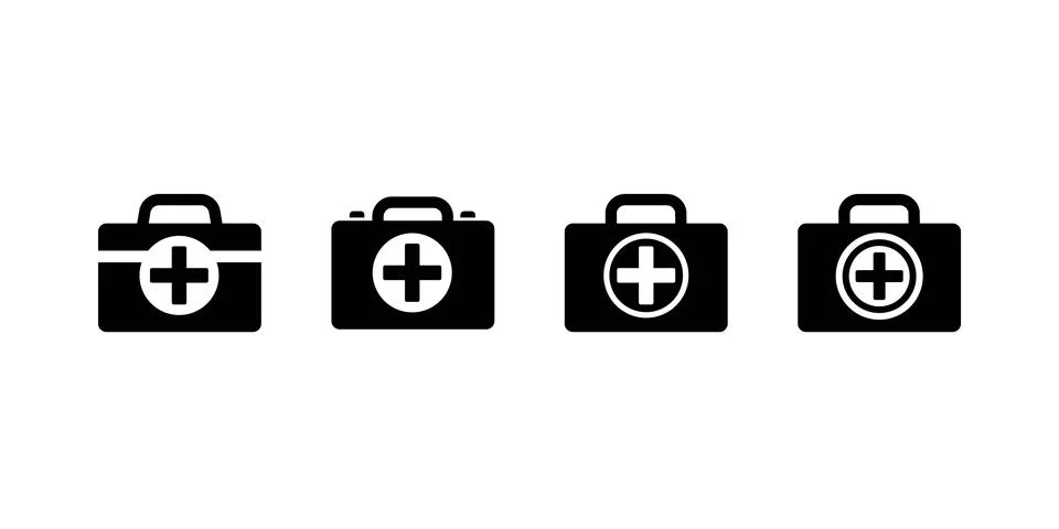 First aid box icon vector design template , medical bag icon set ,simple desi Stock Illustration