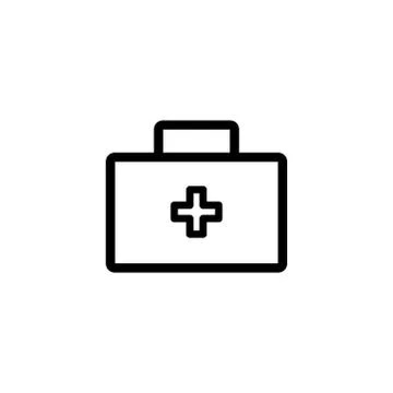 First Aid Box Line Icon In Flat Style Vector For App, UI, Websites. Black Icon Stock Illustration