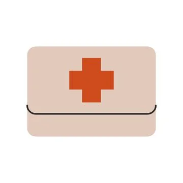 First aid box. Medic portable emergency kit, doctor suitcase cartoon flat style Stock Illustration