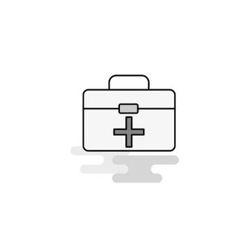 First aid box Web Icon. Flat Line Filled Gray Icon Vector Stock Illustration
