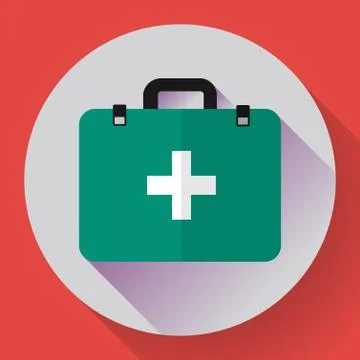 First aid case flat icon with shadow. Vector illustration. Flat design style Stock Illustration