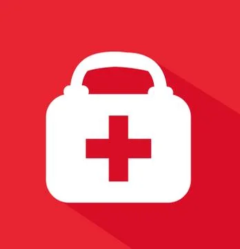 First aid case flat icon with shadow Illustrazione stock