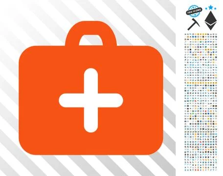 First Aid Case Flat Icon with Bonus Stock Illustration