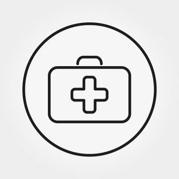 First Aid Case. Universal Icon. Vector. Editable Thin line. Stock Illustration