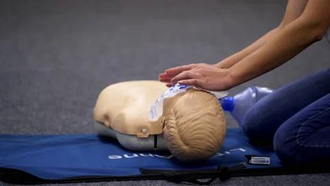 First aid class for baby Stock Footage 143426546
