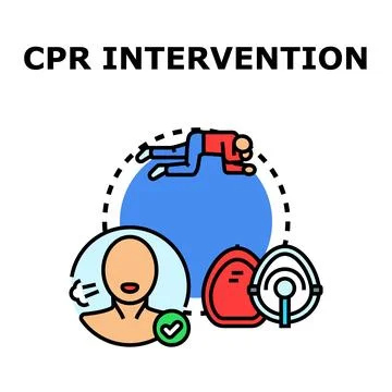 First aid cpr intervention for emergency resuscitation concept Stock Illustration