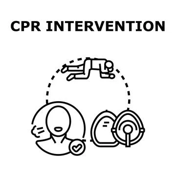 First aid cpr intervention for emergency resuscitation concept Stock Illustration