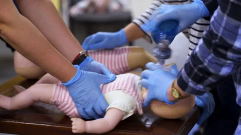 First aid CPR techniques Stock Footage 149570611