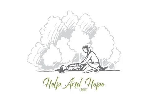 First, aid, emergency, accident, help concept. Hand drawn isolated vector. Stock Illustration