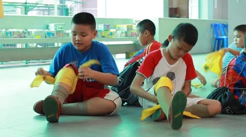 First aid events, Scout Camp in primary school Bangkok Thailand Stock Footage 56231801
