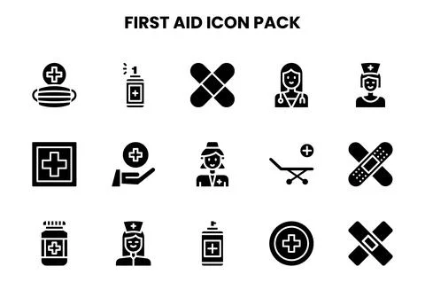 First Aid Glyph Icons Pack Ilustración de archivo