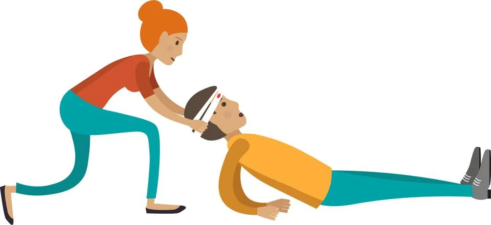 First aid for head concussion vector icon isolated on white Stock Illustration
