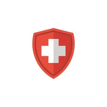 First aid icon with shield protection Stock Illustration