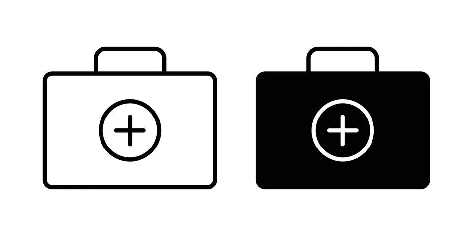 First aid icon thin line and clipart style vector set Stock Illustration