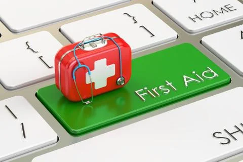 First Aid key on keyboard, 3D rendering Stock Illustration