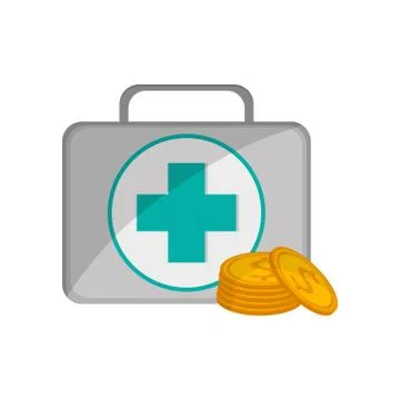 First aid kit and coins icon Stockillustratie