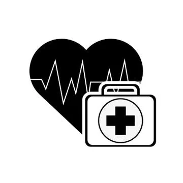 First aid kit and hear cardiogram icon Stock Illustration