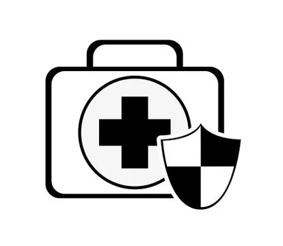 First aid kit and shield icon Stock Illustration