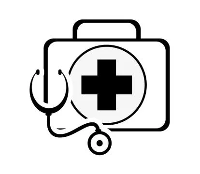 First aid kit and stethoscope icon Stock Illustration