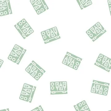 First aid kit with antidote glyph vector seamless pattern Stock Illustration