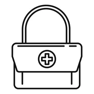 First aid kit bag icon, outline style Stock Illustration