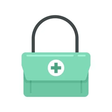 First aid kit bag icon flat isolated vector Stock Illustration