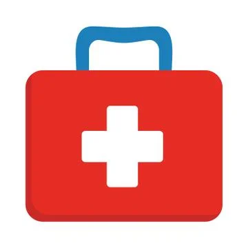 First aid kit box flat vector object Stock Illustration