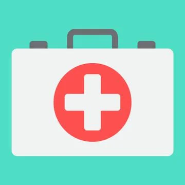 First aid kit box flat icon, medicine Stock Illustration