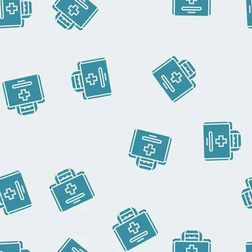 First aid kit box glyph seamless pattern Stock Illustration