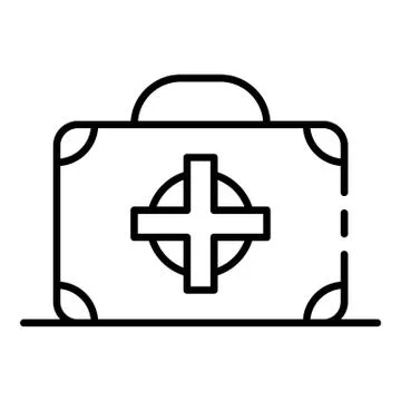 First aid kit box icon, outline style Stock Illustration
