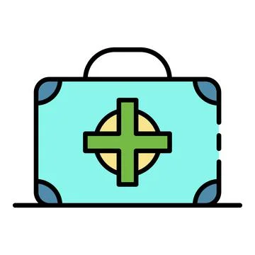 First aid kit box icon color outline vector Illustrazione stock