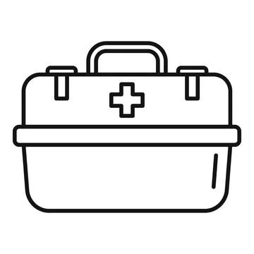 First aid kit box icon outline vector. Medical emergency Stock Illustration