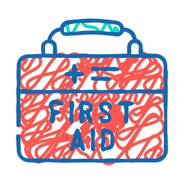 First aid kit box icon doodle illustration 스톡 일러스트