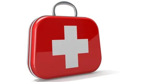 First aid kit box isolated on white background Stock Illustration
