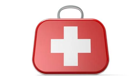 First aid kit box isolated on white background Stock Illustration